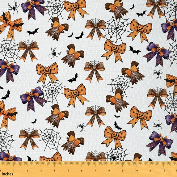 Castle Fairy Cartoon Bow Fabric by the Yard 1 Yard for Children,Spider Web Home Decor Fabric by the Yard,Happy Halloween Room Decor Fabric by the Yard,Breathable Home Decor