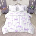 thumbnail image 1 of Castle Fairy Cartoon Bow Knot 7 Pieces Bedding Comforter Set for Girls Teens,Love Heart Print Full Bedding Set Lightweight,Dreamy Princess Fitted Sheet Flat Sheet,Geometric Stripes Bedroom Decor, 1 of 8