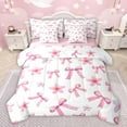 thumbnail image 1 of Castle Fairy Cartoon Bow Knot Twin Bedding Sets 7-Piece for Preppy Child,Groovy Flowers Bedding Comforter Set Microfiber,Pink White Breathable Sheet Sets,Super Cozy Room Decor,Reversible, 1 of 8