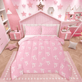 thumbnail image 1 of Castle Fairy Cartoon Bow Tie Bedding Comforter Set 2pcs,Bowknot Bow Twin Comforter Sets Microfiber,Dreamy Princess Breathable Bedding Set,Super Cozy Cute Room Decor, 1 of 8