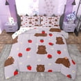 thumbnail image 1 of Castle Fairy Cartoon Capybara 3 Pieces Queen Comforter Set for Preppy Child,Kawaii Floral Strawberry Ultra Soft Bedding Sets,Cute Animal Bedding Comforter Set Breathable,Ultra Soft Home Decor, 1 of 8