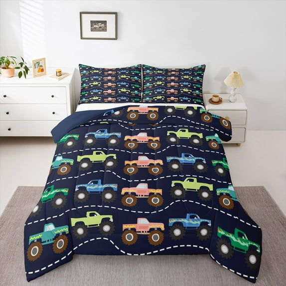 Castle Fairy 3-Piece Full Size Comforter Set - Cartoon Car Kids Theme Print