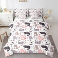 thumbnail image 1 of Castle Fairy Cartoon Cats Bedding Comforter Set 7 Pieces for Kids Children,Kawaii Flowers Animal Full Bedding Set Lightweight,Chic Floral Blossoms Fitted Sheet Flat Sheet,Lightweight Room Decor, 1 of 8
