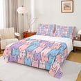 thumbnail image 1 of Castle Fairy Cartoon Cats Twin Sheet Sets for Preppy Children,Blue Pink Purple Bedding, 1 of 7