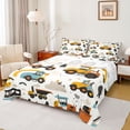 thumbnail image 1 of Castle Fairy Cartoon Construction Truck Full Size Sheets 4-Piece for Kids,Cute Tractor Excavator Bed Sheets for Bedroom,Yellow Blue, 1 of 6
