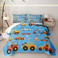 thumbnail image 1 of Castle Fairy Cartoon Construction Truck Twin Quilt Set,Cute Excavator Vehicle Twin Coverlet Set for Bedroom,Bright Blue, 1 of 7
