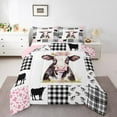 thumbnail image 1 of Castle Fairy Cartoon Cow Bedding Comforter Set 2pcs for Kids Children Teens,Geometric Plaid Grid Twin Comforter Sets Microfiber,Farmhouse Animal Breathable Bedding Set,Lightweight Room Decor, 1 of 8