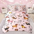 thumbnail image 1 of Castle Fairy Cartoon Dachshund Dogs Twin Bedding Sets 7-Piece for Kids Children,Kawaii Pets Bedding Comforter Set Microfiber,Cute Animal Breathable Sheet Sets,Microfiber Bedroom Decor,Reversible, 1 of 8