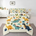 thumbnail image 1 of Castle Fairy Cartoon Dino Full Size Comforter Sets 3-Piece for Preppy Child,Cute Jungle Wildlife Bedding Comforter Set,Kawaii Jungle Animal Dinosaurs Lightweight Bedding Sets, 1 of 8