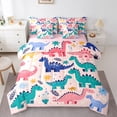 thumbnail image 1 of Castle Fairy Cartoon Dinosaur Bedding Comforter Set,Cute Leaves King Bedding Sets, 1 of 8