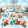 thumbnail image 1 of Castle Fairy Cartoon Dinosaur Full Size Comforter Sets 3-Piece for Preppy Child Kids,Cute Truck Car Bedding Comforter Set,Kawaii Rainbow Animal Lightweight Bedding Sets,Luxury Bedroom Decor, 1 of 8
