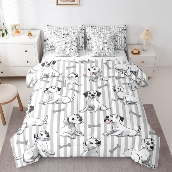 Castle Fairy Cartoon Dog Bedding Comforter Set for Preppy Kids,Animal Pet Full Bedding Set