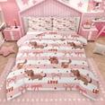 thumbnail image 1 of Castle Fairy Cartoon Dog Dachshund 2Pcs Bedding Comforter Set for Kids Children Preppy,Kawaii Ribbon Bow Twin Comforter Sets,Geometric Stripes Breathable Bedding Set,Lightweight Room Decor, 1 of 9