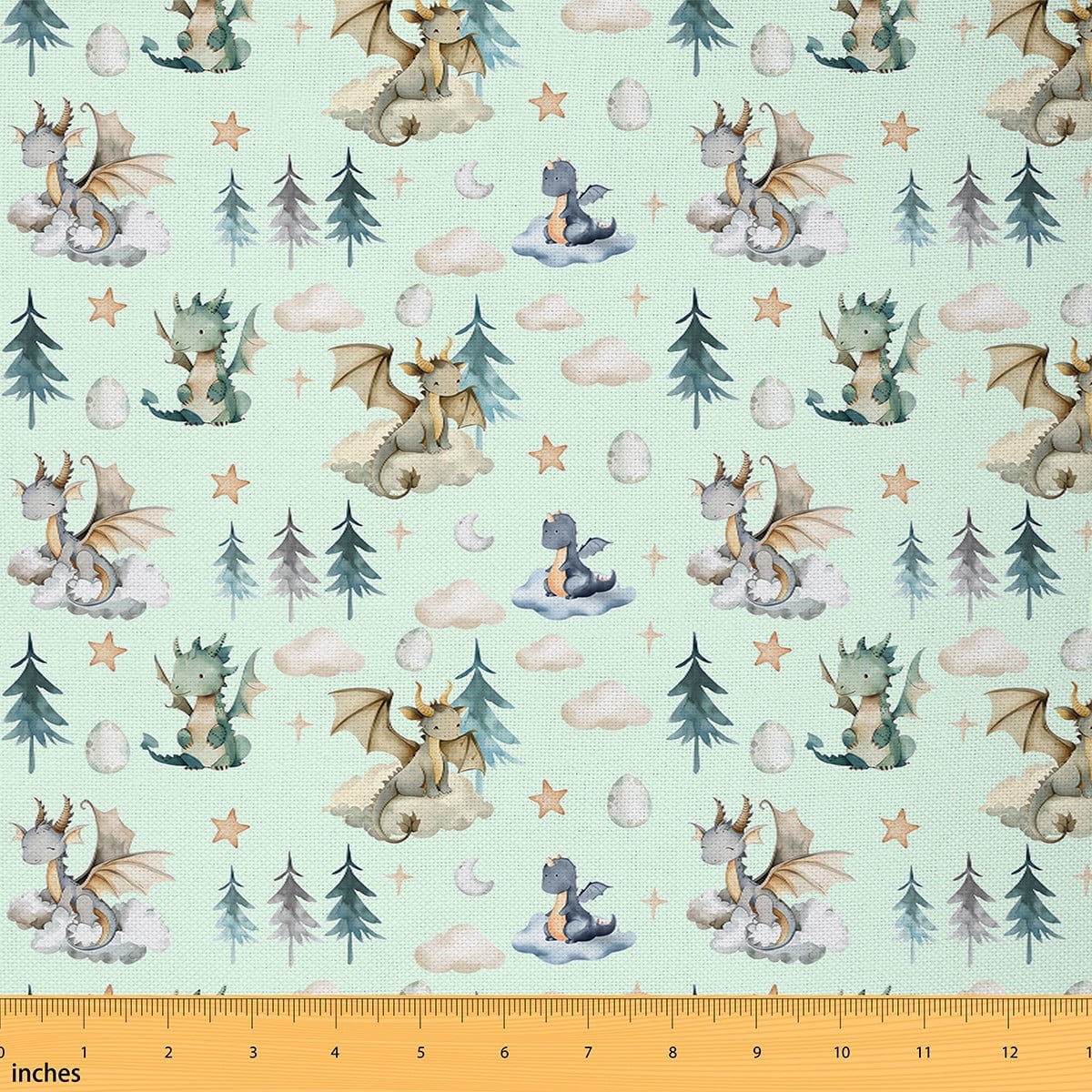 Castle Fairy Cartoon Dragon Fabric by the Yard 1 Yard,Starry Sky Home Decor Fabric by the Yard,Kawaii Animal Room Decor Fabric by the Yard,Breathable Cute Home Decor