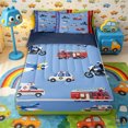 thumbnail image 1 of Castle Fairy Cartoon Emergency Fleet Zipper Full Size Comforter Sets with Fitted Sheet and 2 Pillowcases,Print Art Zipper Bedding Set for Bedroom,Red Blue,4pcs,Navy Blue Reversible, 1 of 6