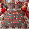 thumbnail image 1 of Castle Fairy Cartoon Fire Truck Print Bedding Comforter Set 7 Pieces for Teens, Firefighter Seamless Full Bedding Set for Kids Bedroom, Red Gray,Grey Reversible, 1 of 7