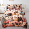 thumbnail image 1 of Castle Fairy Cartoon Floral Cats Bedding Comforter Set,Vintage Flowers Full Bedding Set, 1 of 8