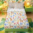 thumbnail image 1 of Castle Fairy Cartoon Flowers Deer Zipper Twin Comforter Sets with Fitted Sheet and 2 Pillowcases,Colorful Floral Animal Zipper Bedding Set,Cream Pink Blue,Reversible,4-Piece, 1 of 6