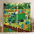 thumbnail image 1 of Castle Fairy Cartoon Garbage Truck Black Out Curtains for Teens, Playful Cat Party Curtains Pack of 2 (42x63 Each) for Bedroom, Green Blue Orange, 1 of 6