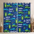thumbnail image 1 of Castle Fairy Cartoon Garbage Truck Curtains Pack of 2 (42x84 Each) for Teens, Recycle Bin Print Curtains Blackout for Kids Bedroom, Green Blue, 1 of 6