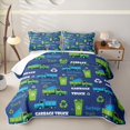 thumbnail image 1 of Castle Fairy Cartoon Garbage Truck Quilt Full,Recycle Bin Print Full Bedspread Sets,Green Blue, 1 of 7