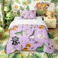 thumbnail image 1 of Castle Fairy Cartoon Jungle Animal Twin Comforter Sets 2pcs,Monkey Zebra Giraffe Bedding Set,Lavender Pink,Reversible,1 Comforter and 1 Pillowcase, 1 of 6