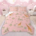 thumbnail image 1 of Castle Fairy Cartoon Lion Giraffe Elephant Full Size Comforter Sets 3-Piece for Preppy Child,Jungle Animal Bedding Comforter Set,Chic Floral Wildlife Lightweight Bedding Sets,Breathable Home Decor, 1 of 8