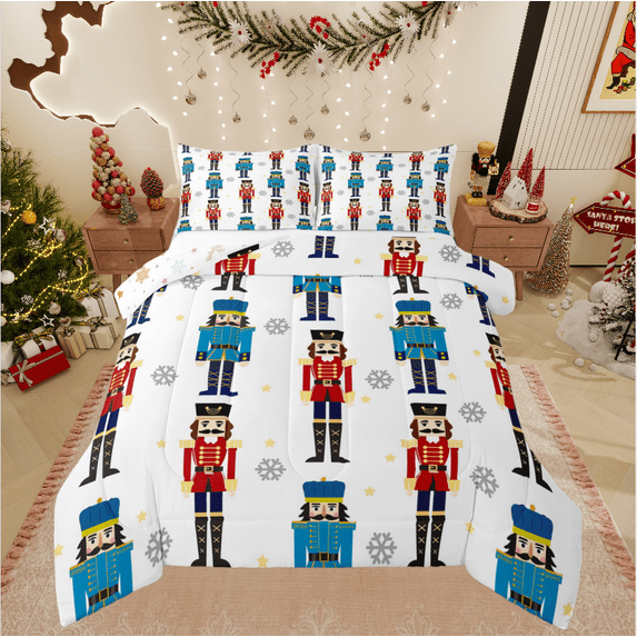 Castle Fairy 2-Piece Twin Size Comforter Set, Nutcracker and Snowflake Christmas Print