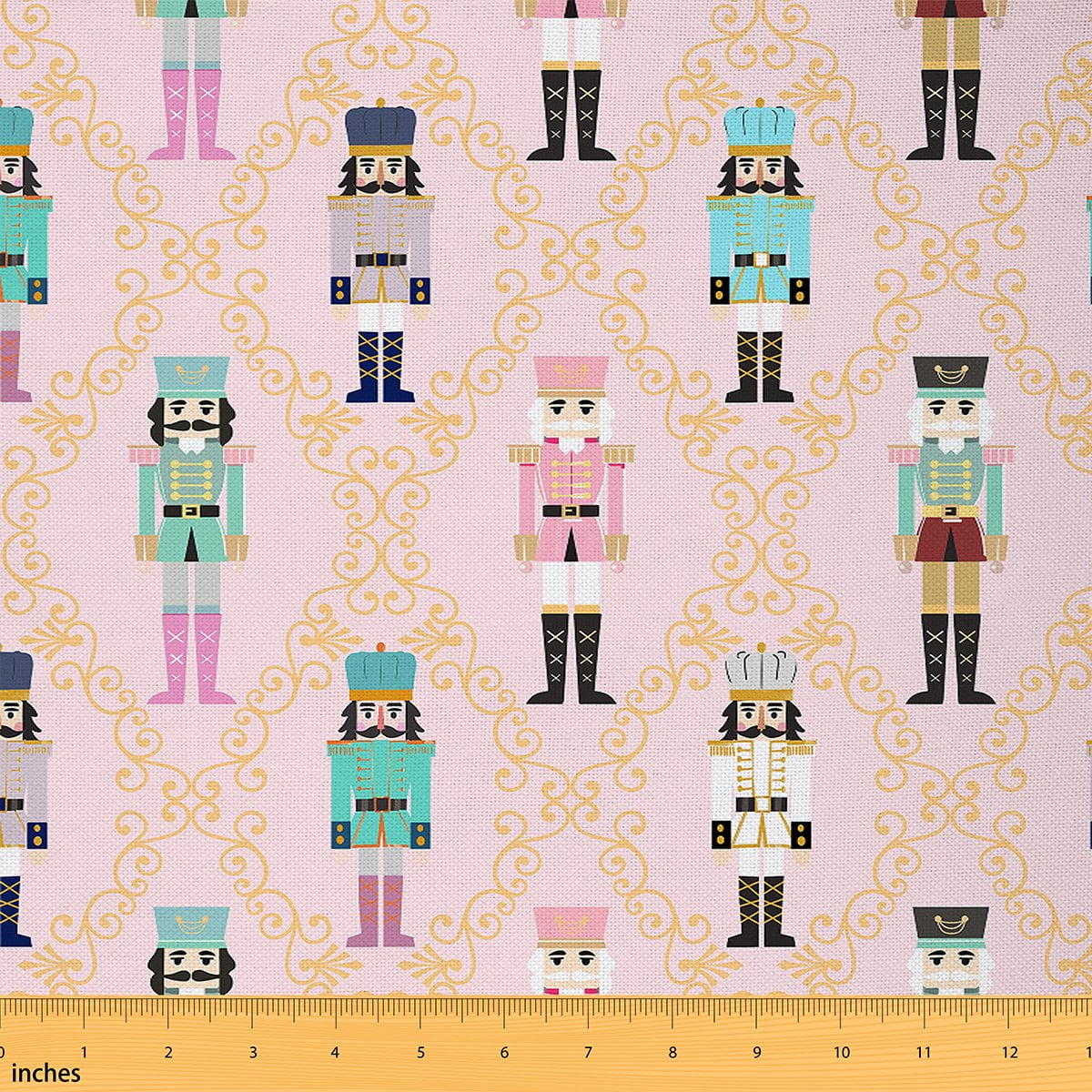 Castle Fairy Cartoon Nutcracker Girl Fabric by the Yard 5 Yards,Geometric Plaid Fabric for Sewing,Merry Christmas Home Decor Fabric by the Yard,Breathable Home Decor