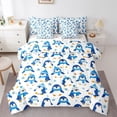 thumbnail image 1 of Castle Fairy Cartoon Penguin Bedding Comforter Set,Kawaii Blue Snowflakes Full Bedding Set, 1 of 8