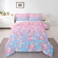 thumbnail image 1 of Castle Fairy Cartoon Pink Axolotl 2Pcs Bedding Comforter Set for Girls,Cherry Blossom Twin Comforter Sets,Gradient Pink Blue Breathable Bedding Set,Ultra Soft Home Decor, 1 of 8