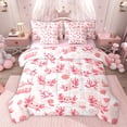 thumbnail image 1 of Castle Fairy Cartoon Pink Axolotl Bedding Comforter Set,Cute Ocean Animal Full Bedding Set, 1 of 8