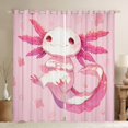 thumbnail image 1 of Castle Fairy Cartoon Pink Axolotl Black Out Curtains for Children Teens,Flower Animal Salamander Curtains Pack Of 2 (42X63 Each),Cherry Blossom Sakura Bedroom Curtains,Luxury Bedroom Decor, 1 of 6