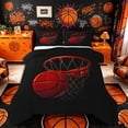 thumbnail image 1 of Castle Fairy Cartoon Red Basketball Hoop Queen Comforter Set 3 Pieces, Sports Court Art Comforter Sets Queen, Black Red,Black Reversible,1 Comforter and 2 Pillowcases, 1 of 6