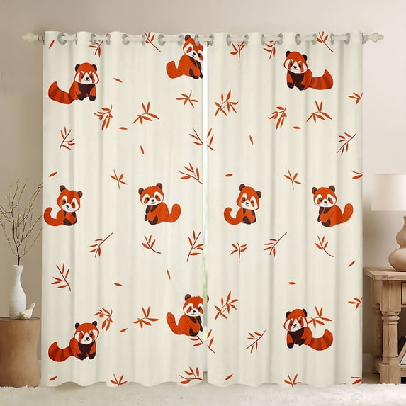 Castle Fairy Cartoon Red Panda Curtains Pack of 2 (42x84 Each),Leaves Curtains Blackout