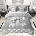 thumbnail image 1 of Castle Fairy Cartoon Ribbon Bow Twin Bedding Sets 7-Piece for Kids Children Teens,Bling Grey Glitter Bedding Comforter Set Microfiber,Geometric Plaid Breathable Sheet Sets,Ultra Soft Home Decor, 1 of 8