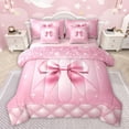 thumbnail image 1 of Castle Fairy Cartoon Ribbon Bow Twin Bedding Sets 7-Piece for Kids Children Teens,Bling Pink Glitter Bedding Comforter Set Microfiber,Geometric Plaid Breathable Sheet Sets,Ultra Soft Home Decor, 1 of 8