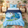 thumbnail image 1 of Castle Fairy Cartoon Skeleton Surfer Twin Duvet Cover,Beer Wave Starburst Beach Graphic Twin Bedding,Sky Blue,Navy Blue Reversible,2pcs,No Comforter,1 Duvet Cover and 1 Pillowcase, 1 of 5