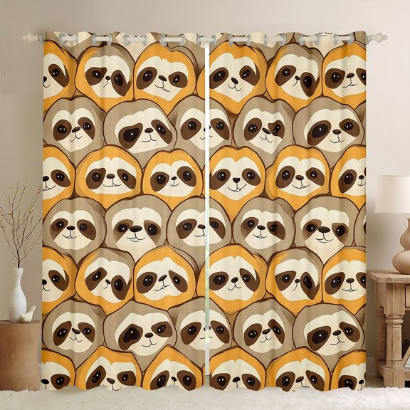 Castle Fairy Cartoon Sloth Black Out Curtains,Cute Animal Curtains Pack of 2 (42x63 Each)