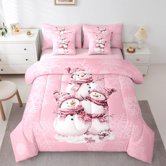 Castle Fairy 7-Piece Snowman Xmas Twin Bedding Comforter Set