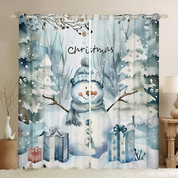 Castle Fairy Cartoon Snowman Curtains Pack Of 2 (42X84 Each) for Teens Women Men,Merry Christmas Xmas Curtains Blackout,Happy New Year Bedroom Curtains,Luxury Bedroom Decor