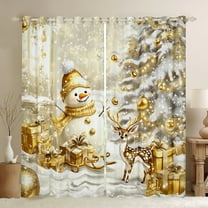 Castle Fairy Cartoon Snowman Deer Boy Girl Black Out Curtains,Merry Christmas Xmas Curtains Pack Of 2 (42X63 Each),Happy New Year Bedroom Curtains,Luxury Bedroom Decor