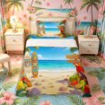 thumbnail image 1 of Castle Fairy Cartoon Tiki Surf Beach Twin Sheets 3pcs,Hibiscus Parrot Tropical Scene Bedding,Sand Turquoise,1 Fitted Sheet,1 Flat Sheet and 1 Pillowcase, 1 of 6