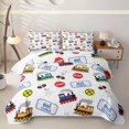 thumbnail image 1 of Castle Fairy Cartoon Train Pattern Twin Quilt Set for Boys,Ticket Art Twin Coverlet Set for Bedroom,Red Yellow, 1 of 7