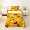 thumbnail image 1 of Castle Fairy Cartoon Train Pattern Twin Sheet Sets 3pcs for Kids, Ticket Print Bedding for Bedroom, Yellow Red, 1 of 6