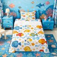 thumbnail image 1 of Castle Fairy Cartoon Tropical Fish Tile Twin Sheets 3pcs,Wave Shell Starfish White Seamless Pattern Bedding,Blue Orange,1 Fitted Sheet,1 Flat Sheet and 1 Pillowcase, 1 of 6