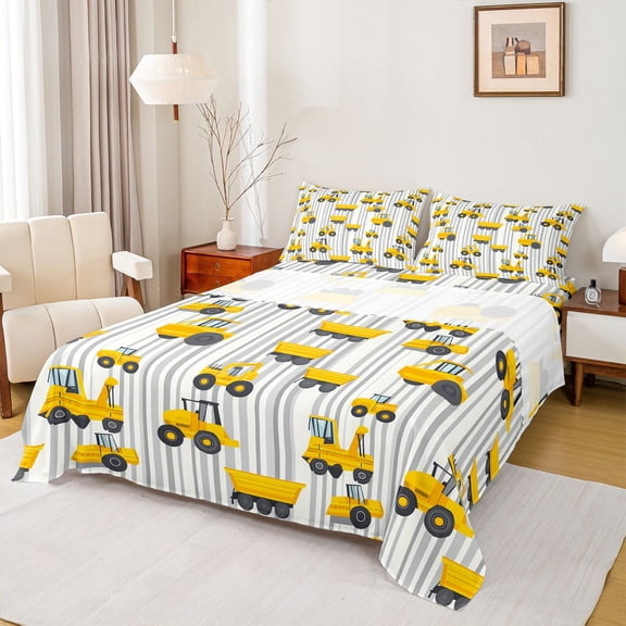 Castle Fairy Cartoon Truck Bed Sheets,Abstract Stripes King Sheets