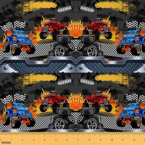 Castle Fairy Cartoon Truck Fabric by the Yard 1 Yard,Graffiti Splash Home Decor Fabric by the Yard,Geometric Lattice Room Decor Fabric by the Yard,Ultra Soft Abstract Home Decor