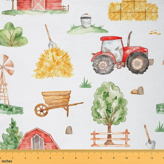 Castle Fairy Cartoon Truck Fabric by the Yard 1 Yard for Kids,Rustic Farmhouse Home Decor Fabric by the Yard,Kawaii Cottage Room Decor Fabric by the Yard,Luxury Bedroom Decor