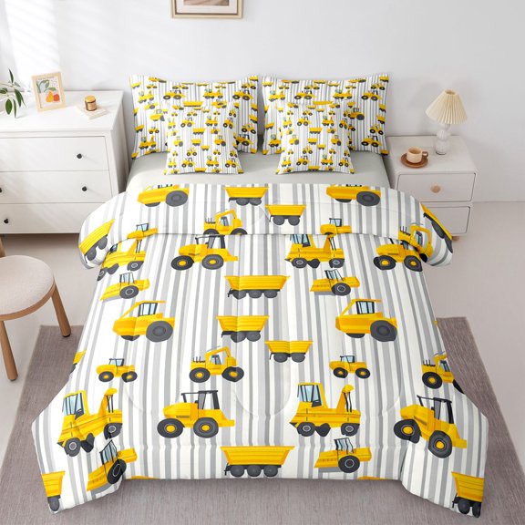 Castle Fairy Cartoon Truck Twin Bedding Sets,Abstract Stripes Bedding Comforter Set